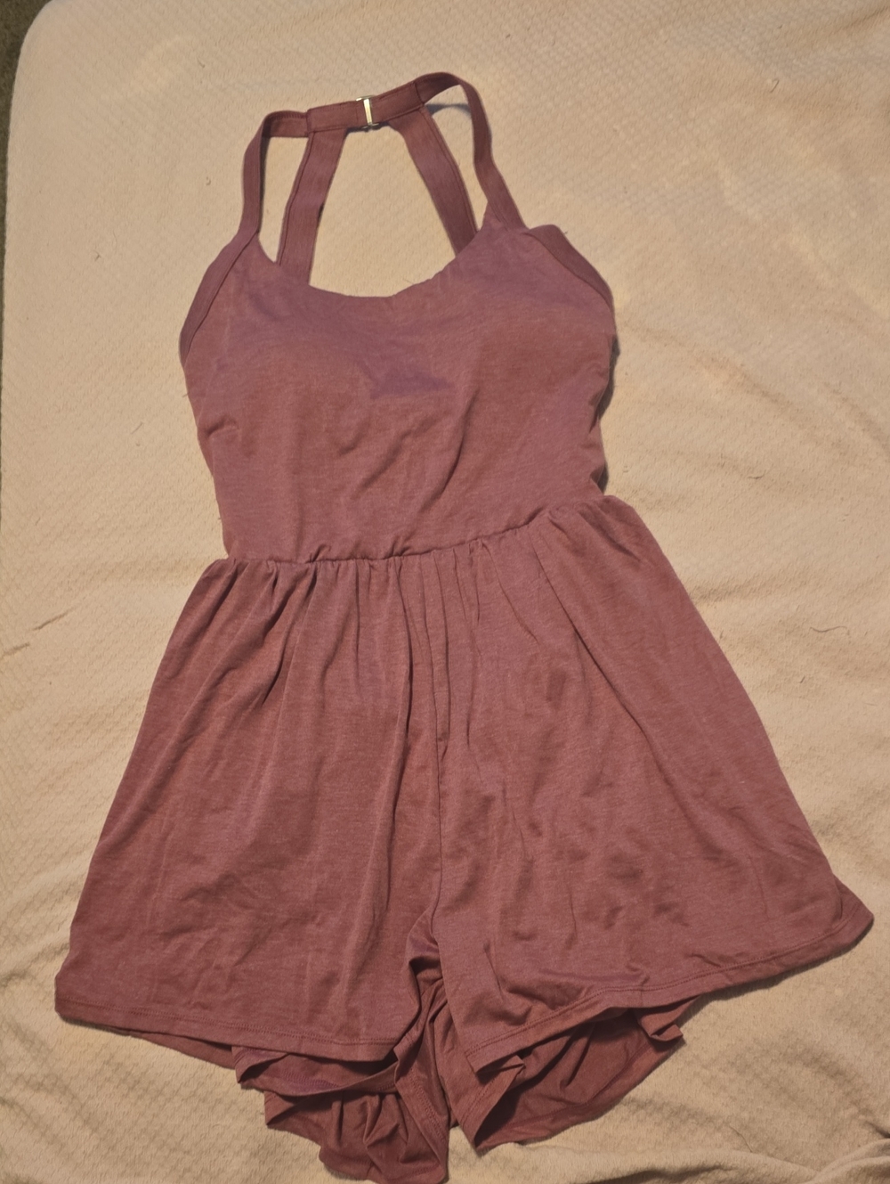 HALARA Red Violet One-Piece Romper Halter Style With Pockets